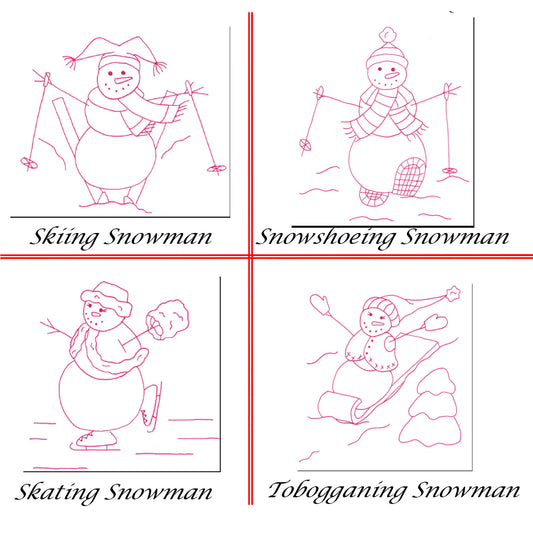 Snowmen Sports Embroidery QLD-113e - Downloadable Pattern