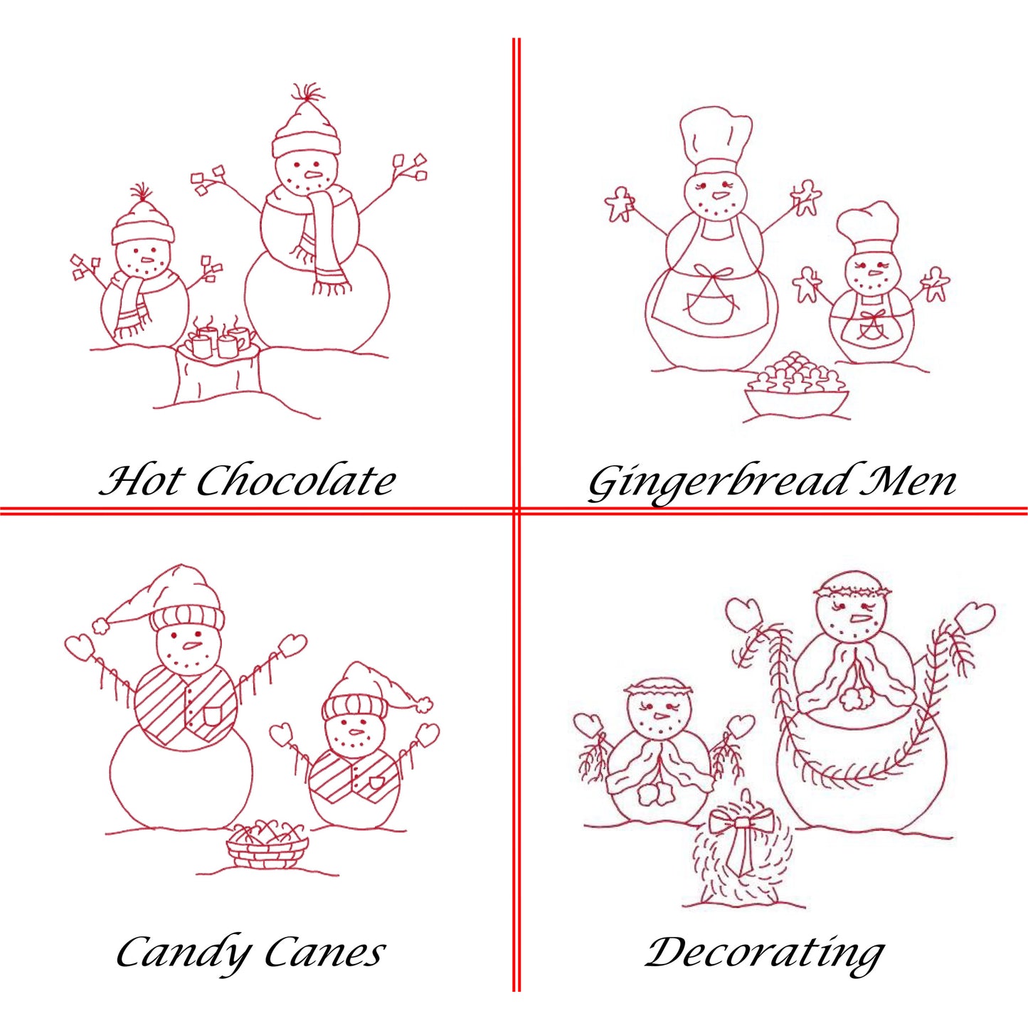 Snowmen Fun Embroidery QLD-128e - Downloadable Pattern