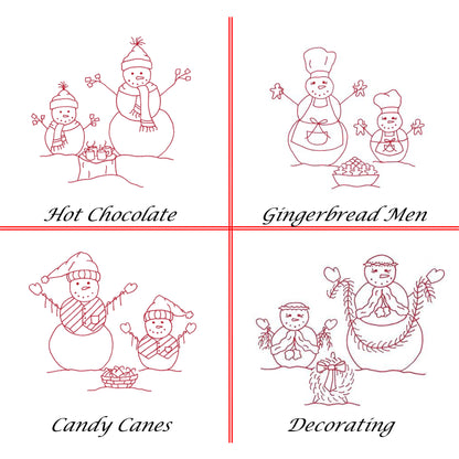Snowmen Fun Embroidery QLD-128e - Downloadable Pattern