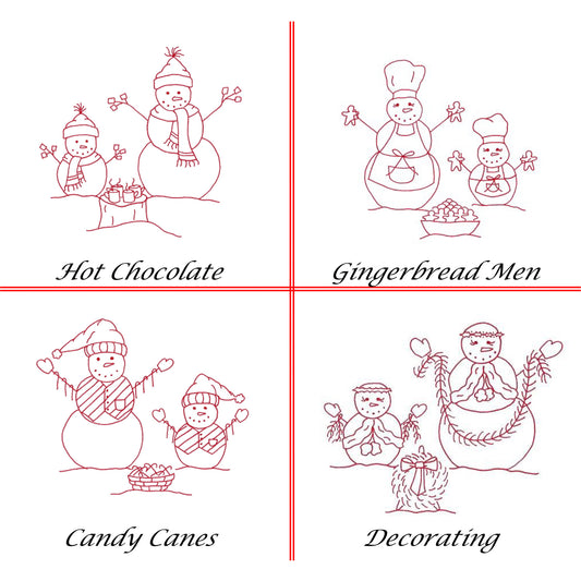 Snowmen Fun Embroidery QLD-128e - Downloadable Pattern