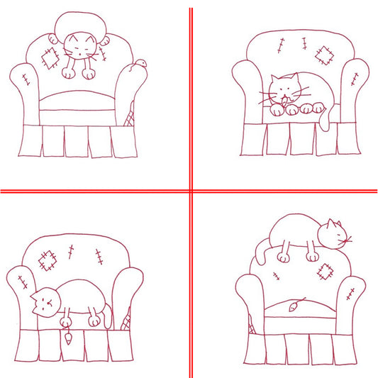 Comfy Kitties #2 Embroidery QLD-158e - Downloadable Pattern