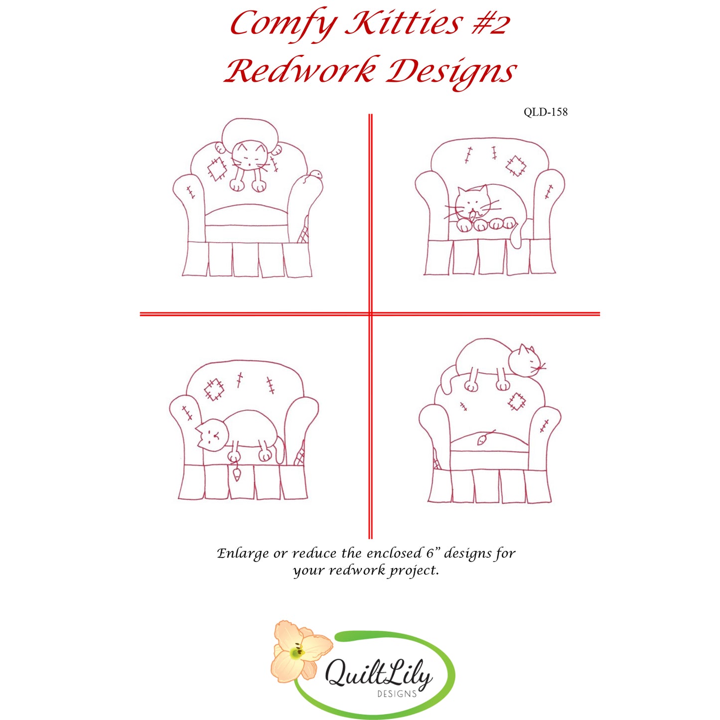 Comfy Kitties #2 Embroidery QLD-158e - Downloadable Pattern