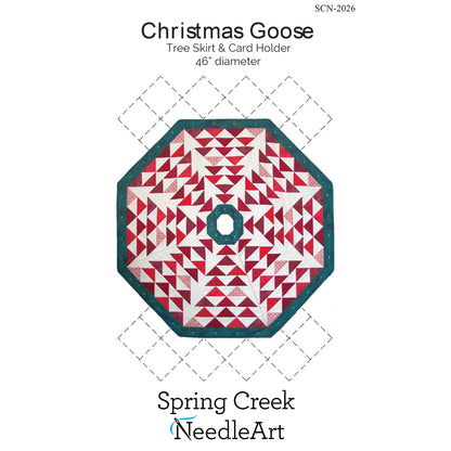 Cover image of Christmas Goose Tree Skirt and Card Holder Quilt.