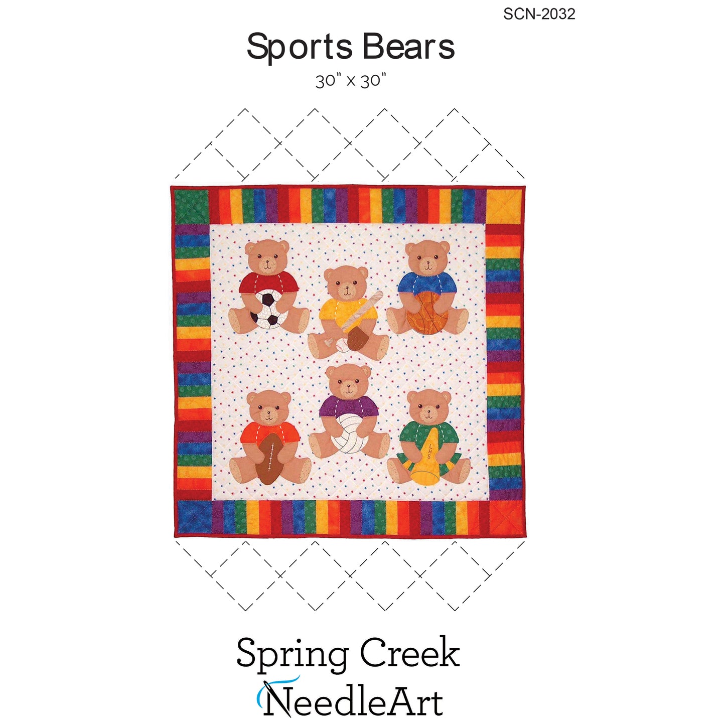 Cover image of pattern for Sports Bears Quilt.