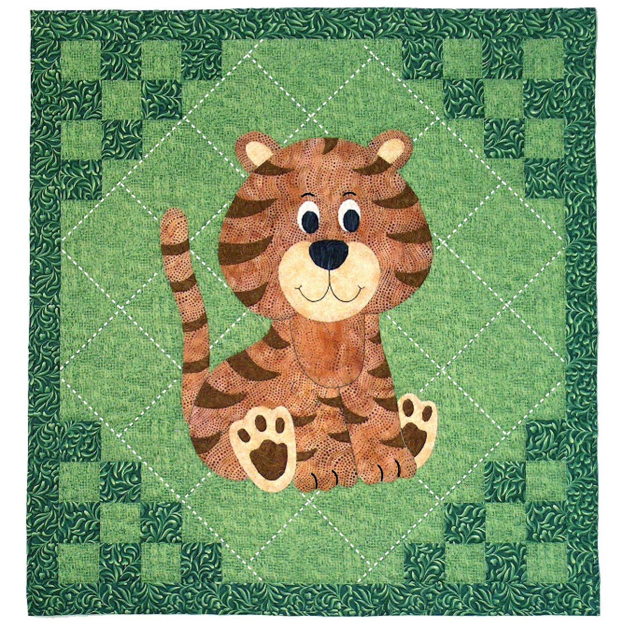 Tiger Patchwork Quilt Pattern Tomas Tiger Quilt Pattern SCN-2048 (advanced beginner, wall hanging ...