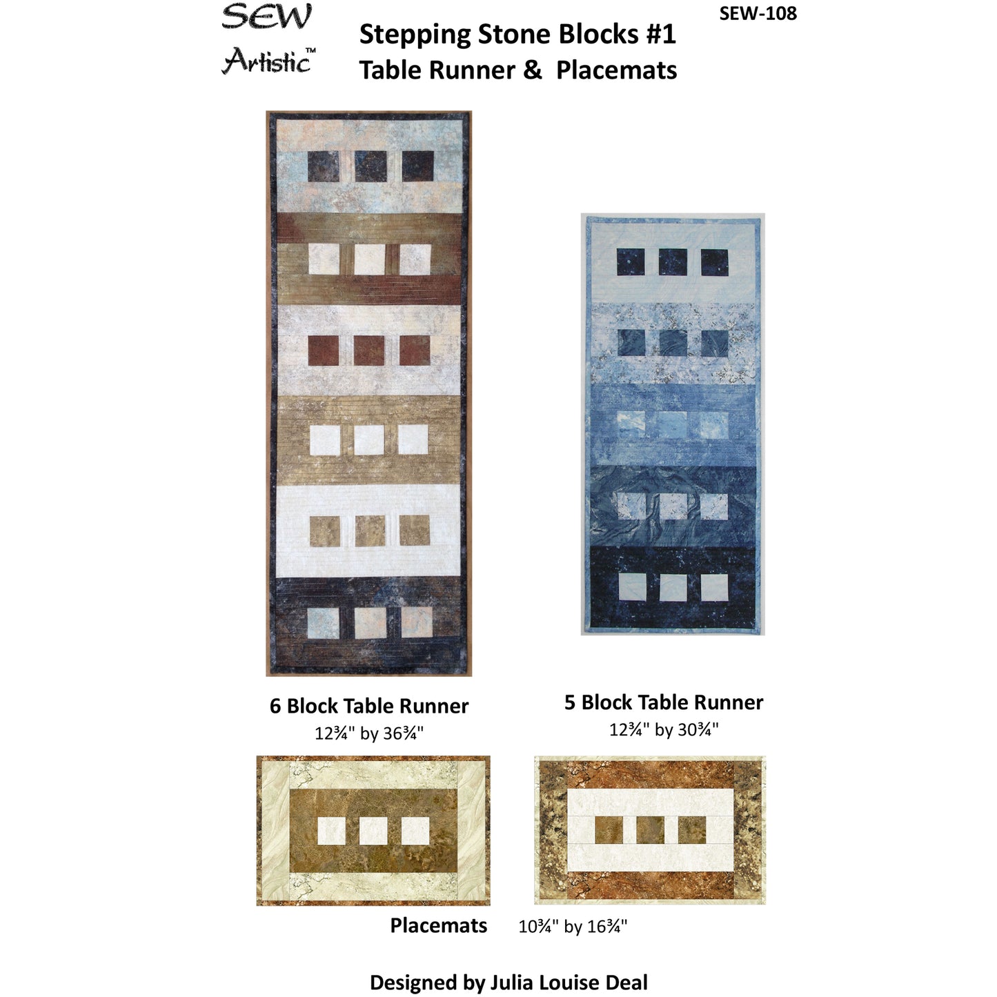 Stepping Stone Blocks #1 Table Runner & Placemats Pattern SEW-108 - Paper Pattern