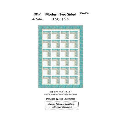 Image of the front cover of the Modern Two Sided Log Cabin quilt pattern by Julia Deal.