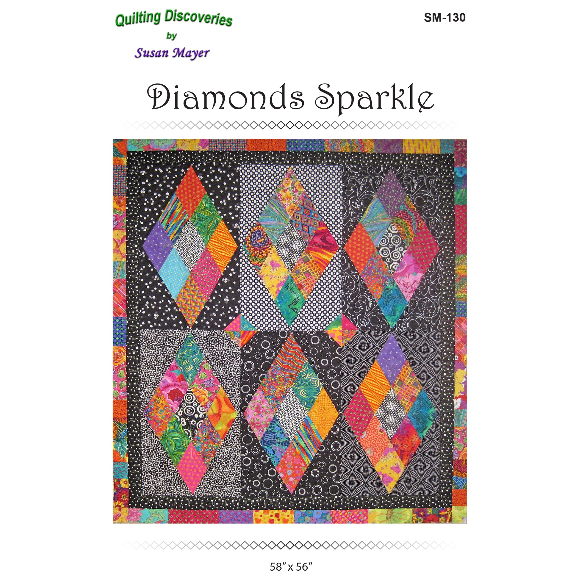Cover image of pattern for Diamonds Sparkle Quilt.