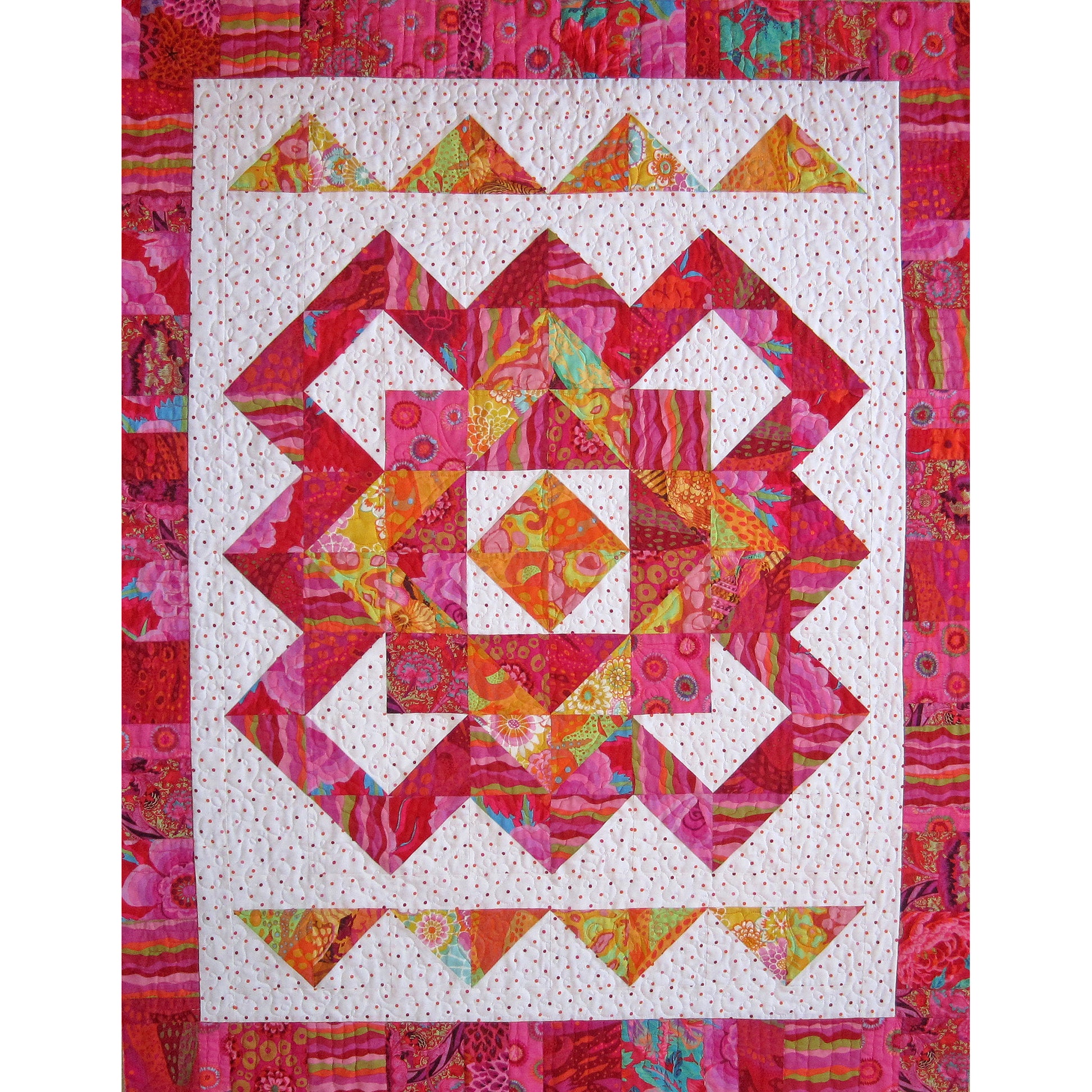 With its creative borders, this quilt will brighten any room!