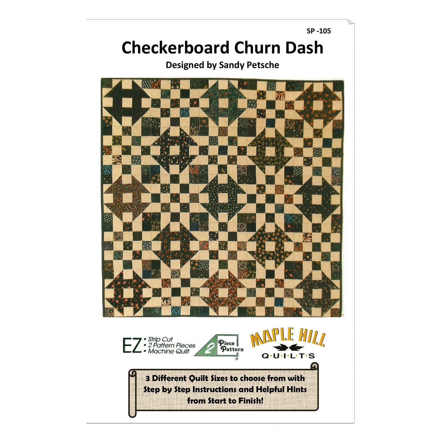 Checkerboard Churn Dash Quilt Pattern SP-105 - Paper Pattern