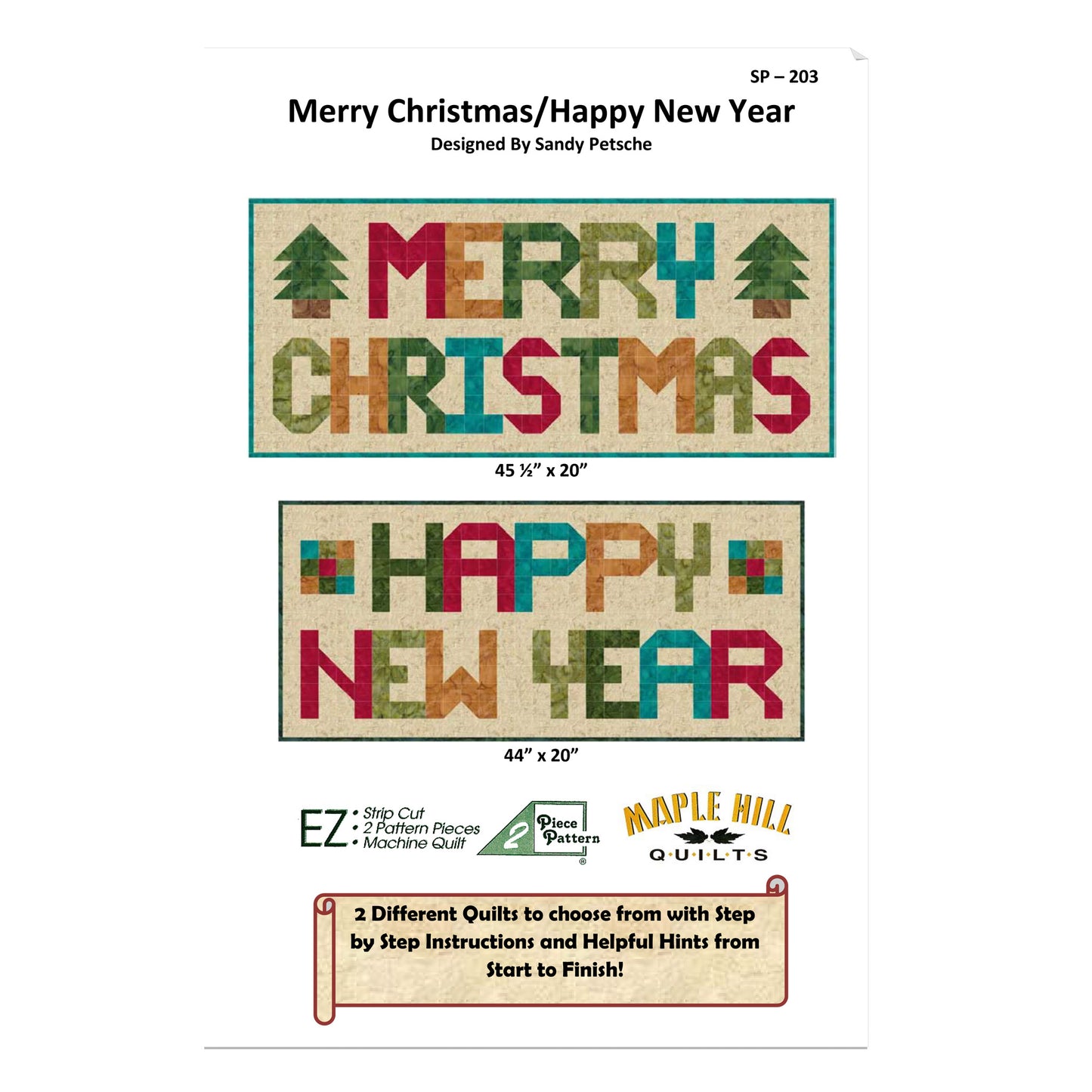 Merry Christmas/Happy New Year Wall Hanging Pattern SP-203 - Paper Pattern
