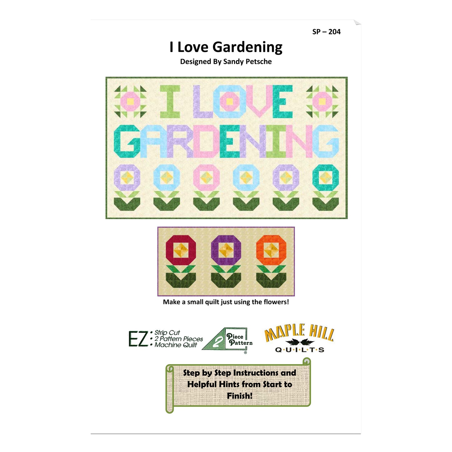 I Love Gardening Wall Hanging Pattern SP-204 - Paper Pattern
