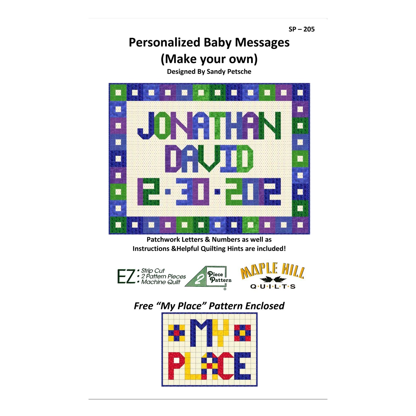 Personalized Baby Messages Wall Hanging Pattern SP-205 - Paper Pattern