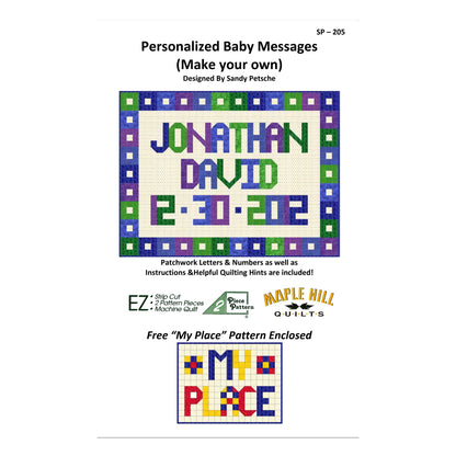 Personalized Baby Messages Wall Hanging Pattern SP-205 - Paper Pattern