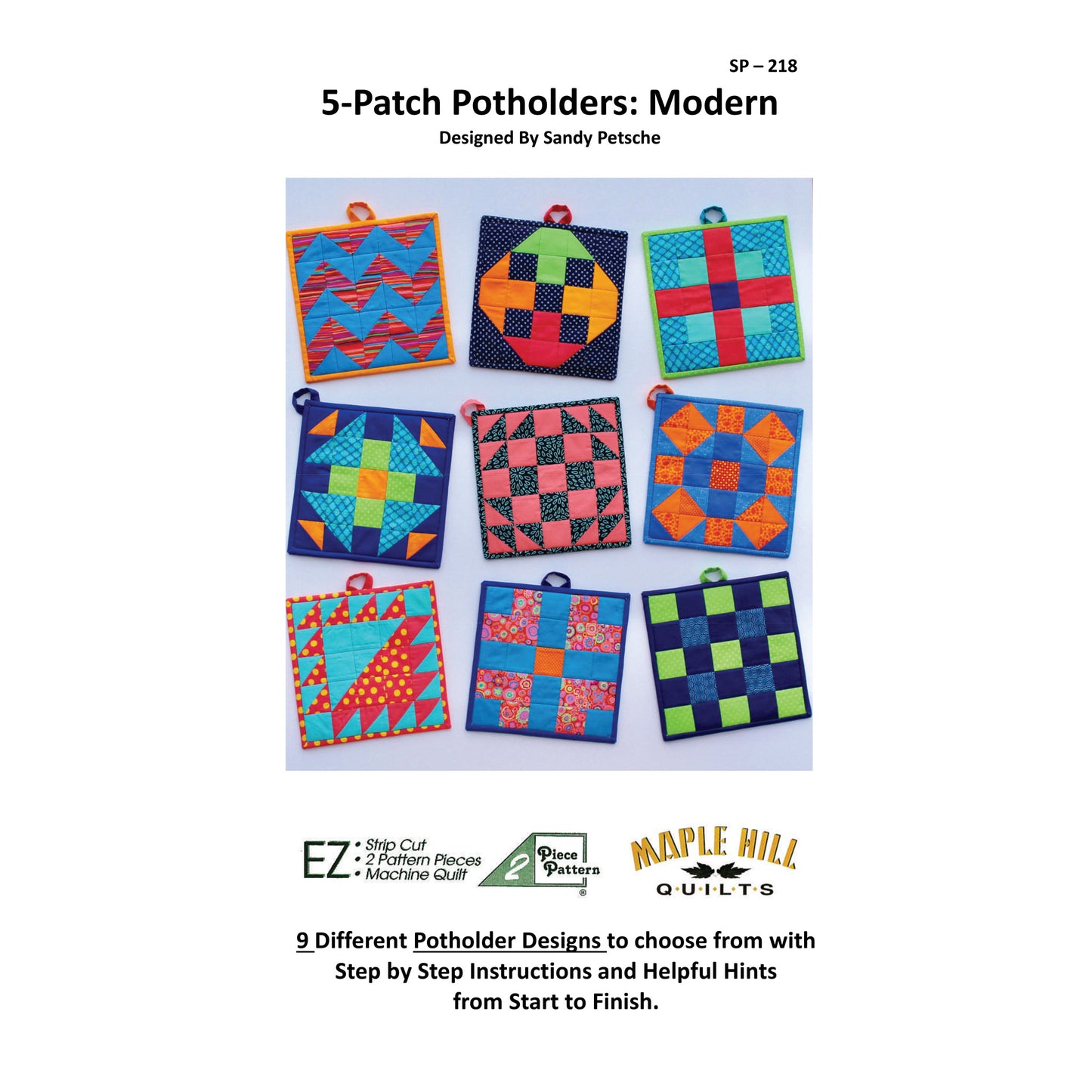 5-Patch Modern Potholder Pattern SP-218 - Paper Pattern