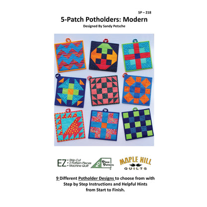 5-Patch Modern Potholder Pattern SP-218 - Paper Pattern