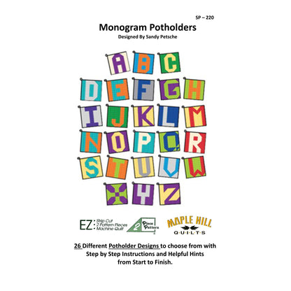 Monogram Potholders Pattern SP-220 - Paper Pattern