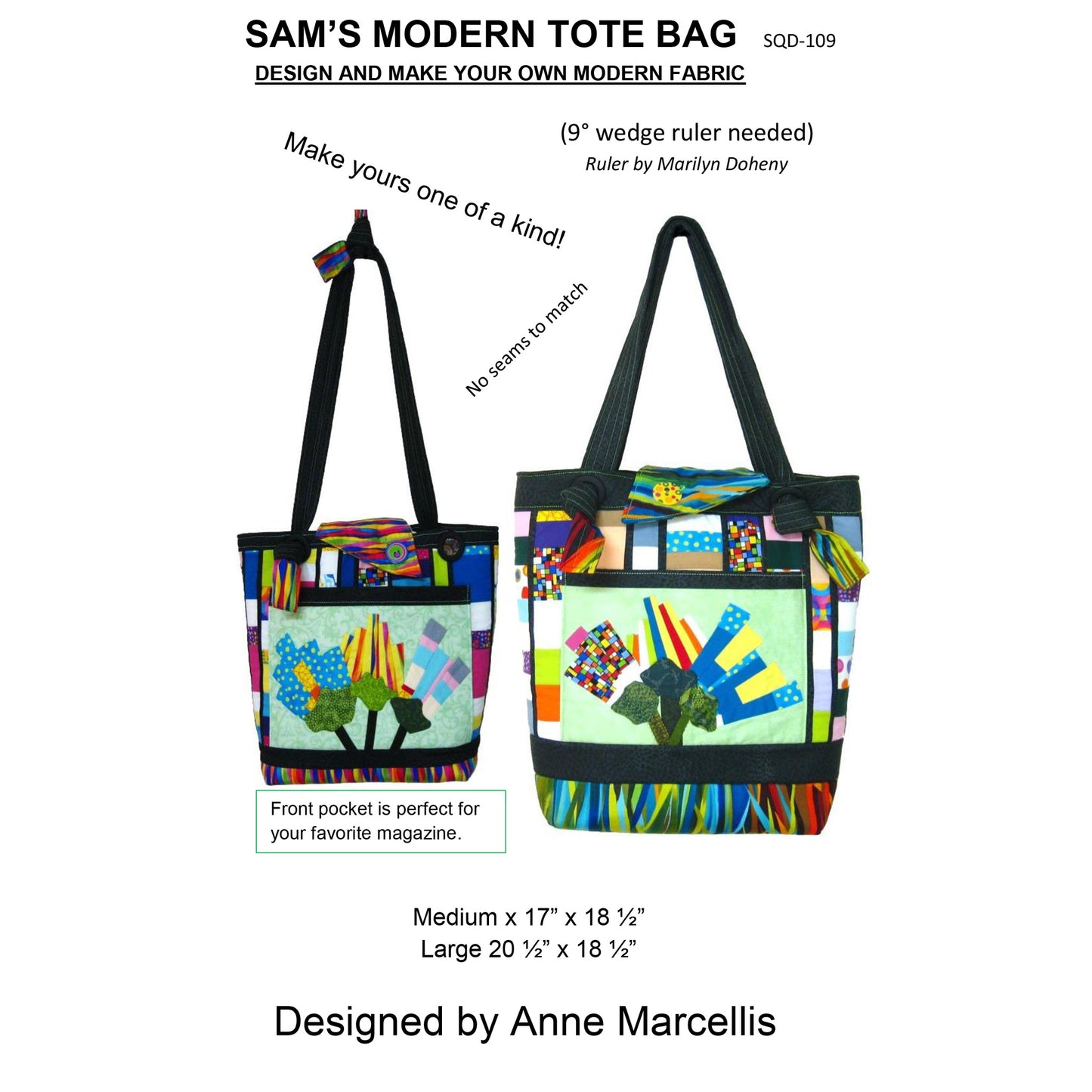 Sam's Modern Tote Bag Pattern SQD-109 - Paper Pattern