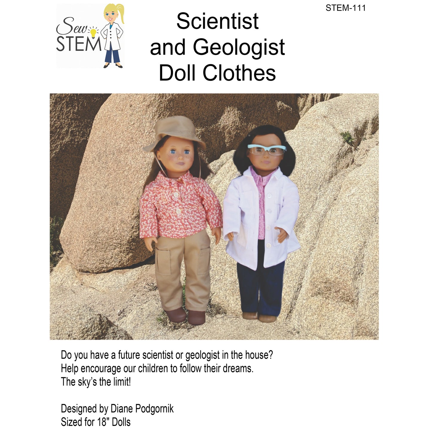 Scientist and Geologist Doll Clothes STEM-111e - Downloadable Pattern