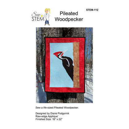 Image of the cover for the Pileated Woodpecker pattern by Sew STEM.