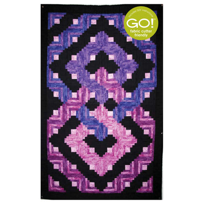 Log cabin block quilt pattern. 12 different color blocks create dimension and the design of a Celtic knot.