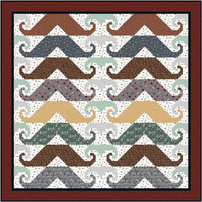 Quilt with mustache pattern on a white background