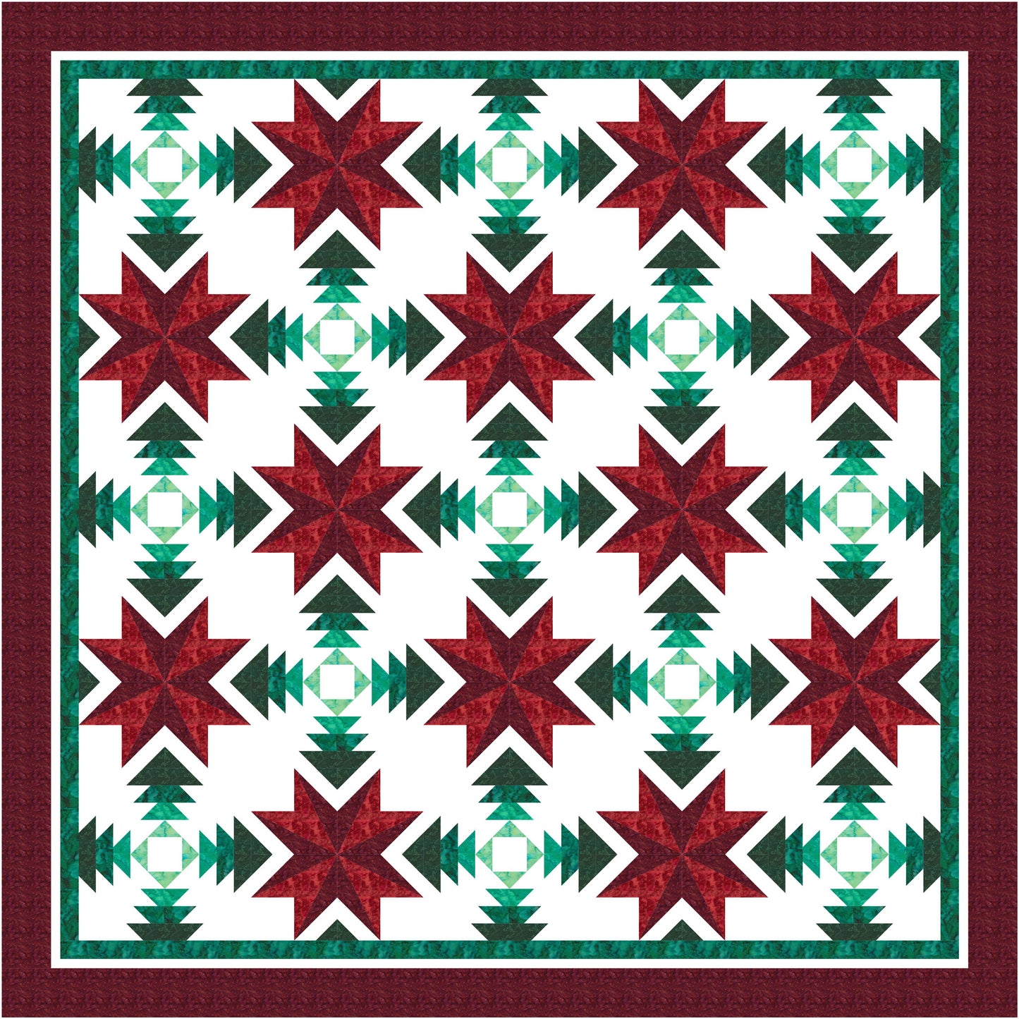 Poinsettia & Pine Quilt Pattern TTQ-113w  - Wholesale Product