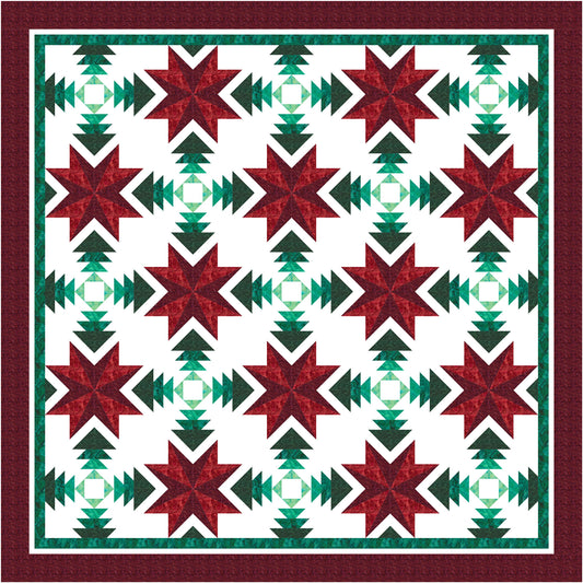 Poinsettia & Pine Quilt Pattern TTQ-113 - Paper Pattern