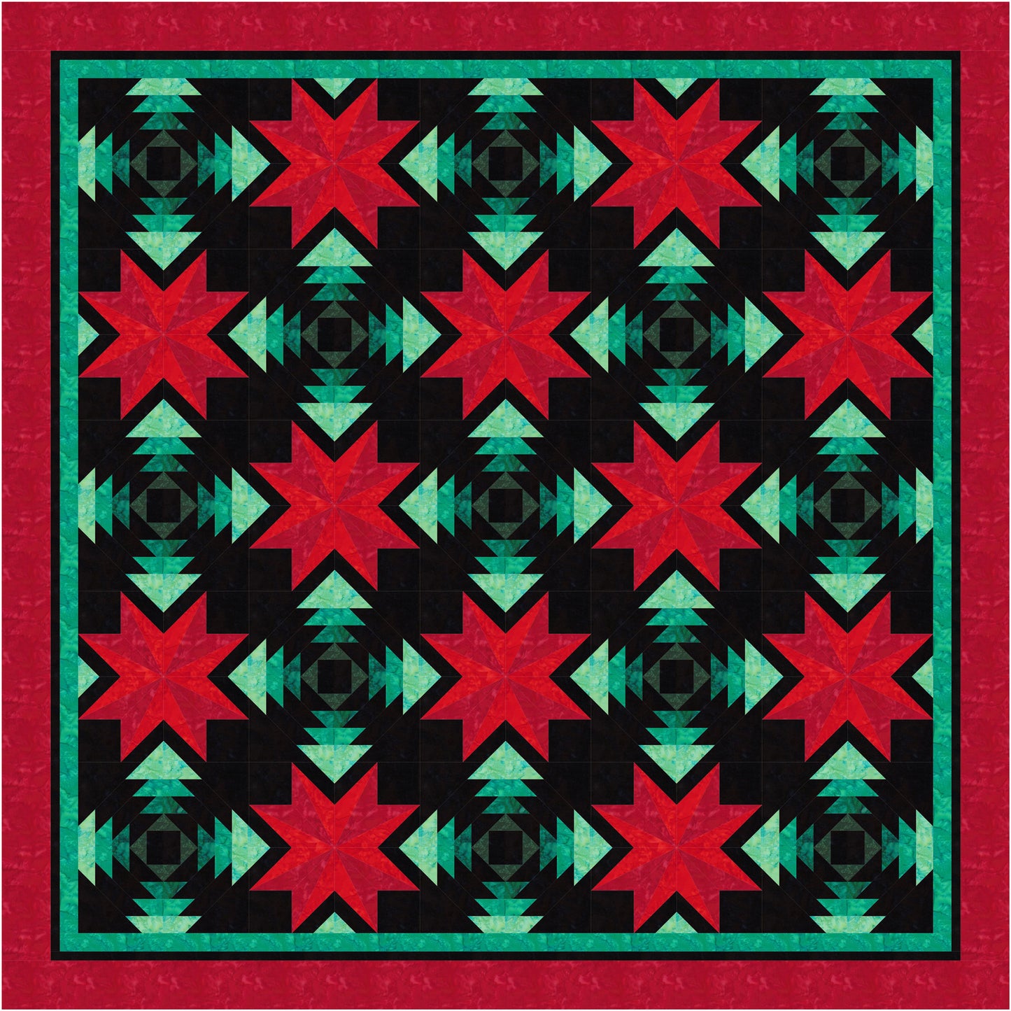 Poinsettia & Pine Quilt Pattern TTQ-113w  - Wholesale Product