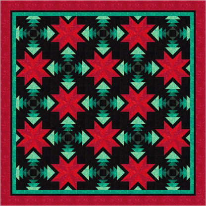 Poinsettia & Pine Quilt Pattern TTQ-113w  - Wholesale Product