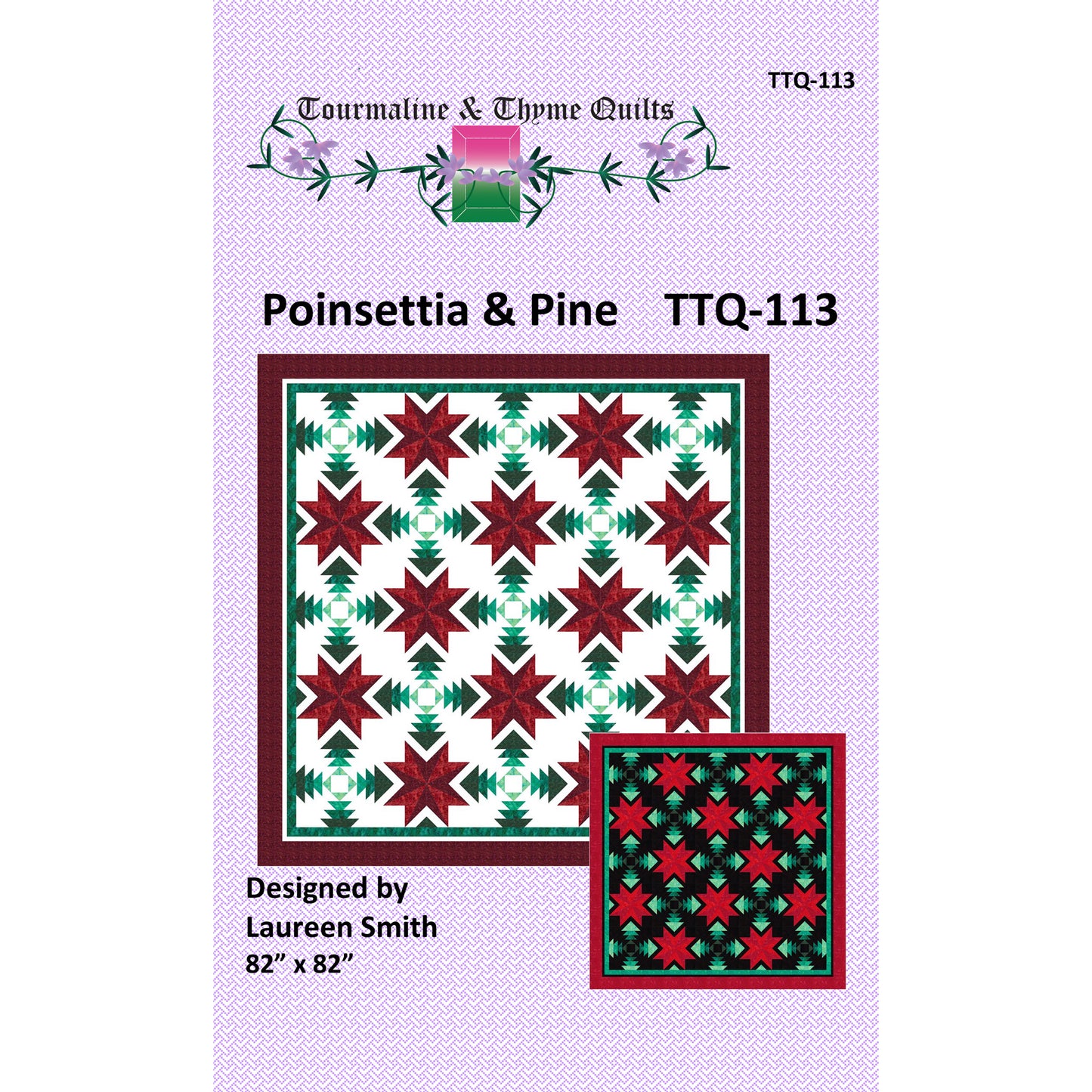 Poinsettia & Pine Quilt Pattern TTQ-113w  - Wholesale Product