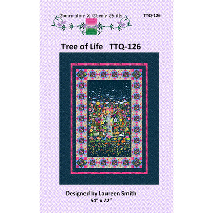 Quilt pattern cover for 'Tree of Life' by Tourmaline & Thyme Quilts with colorful design and branding details.