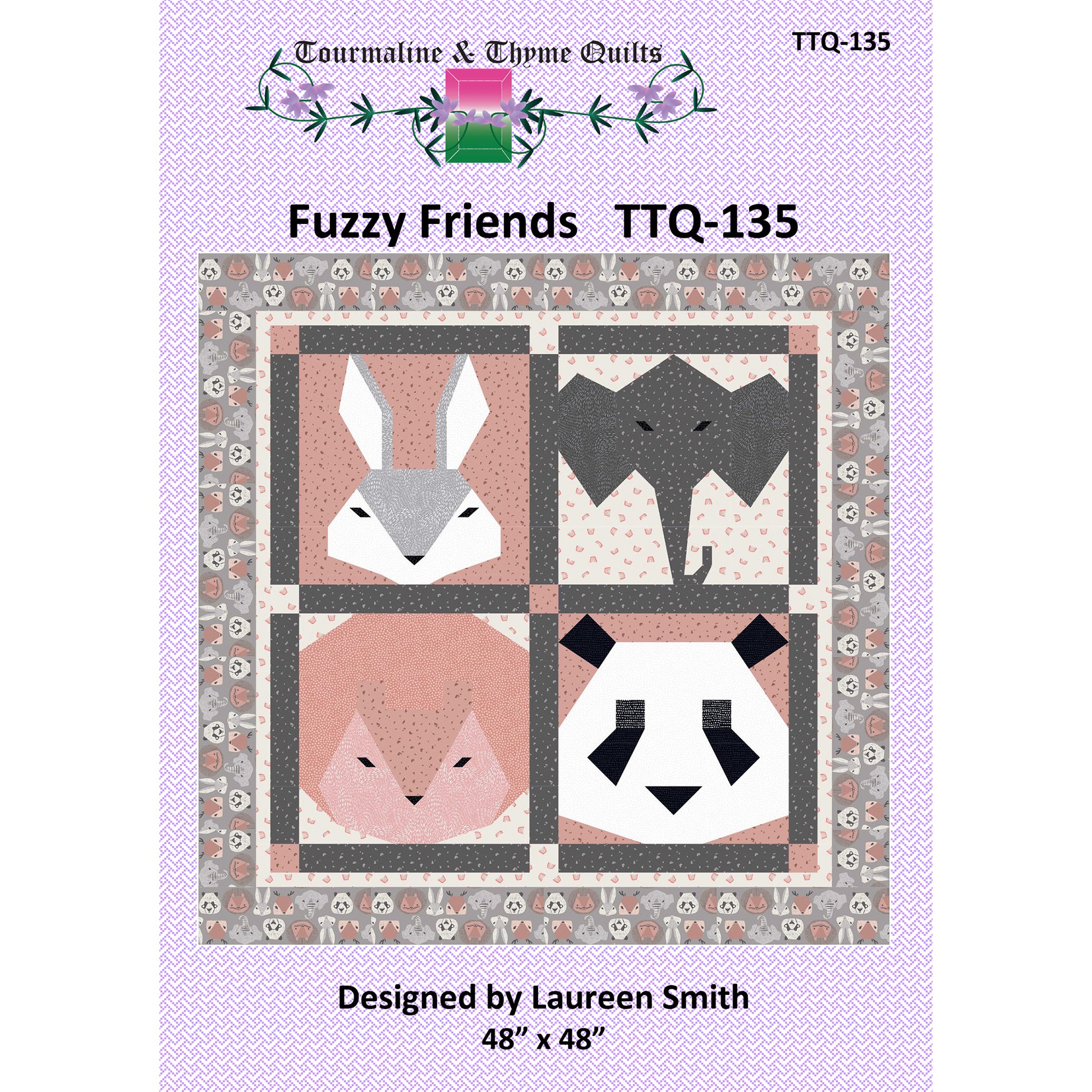 Cover image of pattern for Fuzzy Friends quilt.