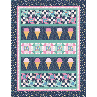 Ice cream quilt features fun blocks and two rows of ice cream cones - yum!