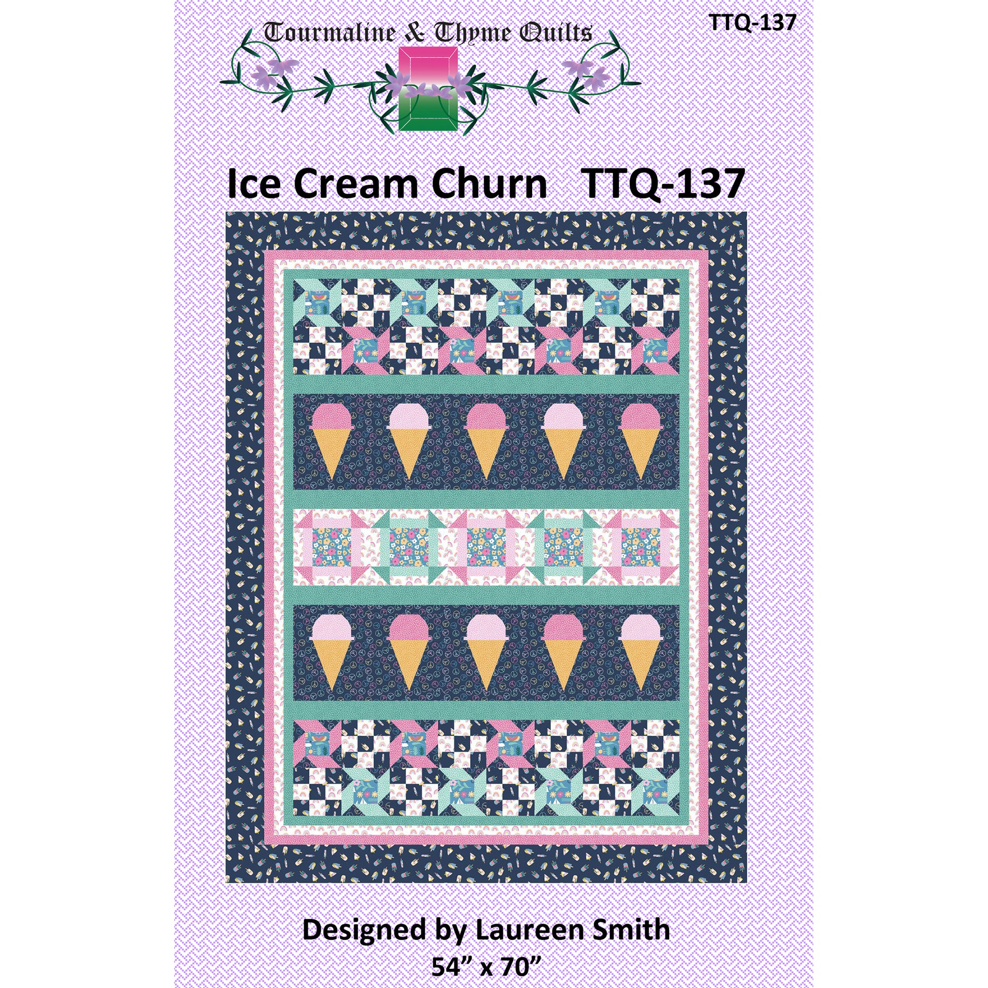 Cover image of pattern for Ice Cream Churn quilt.