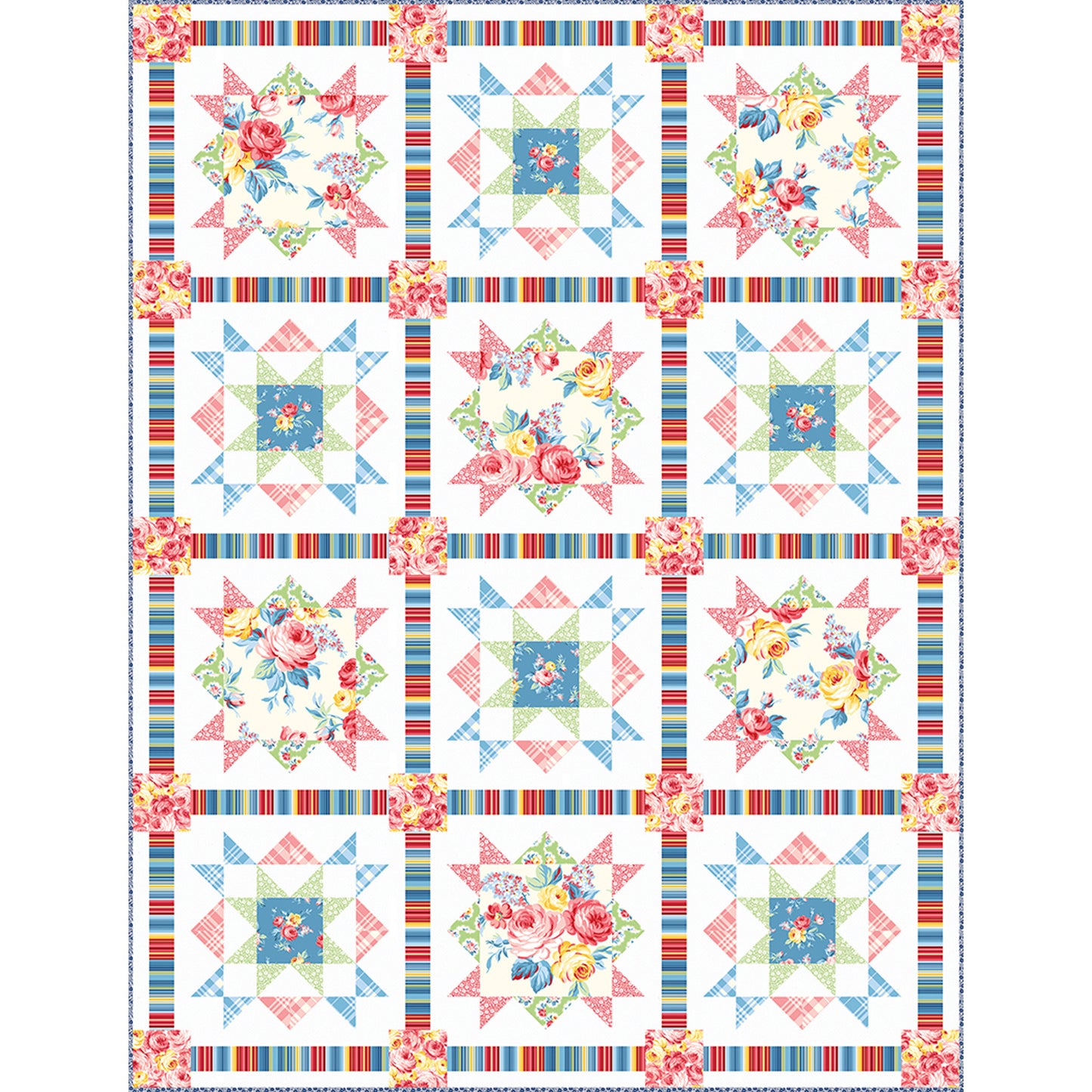 Cottage Rose Quilt Pattern TWW-0617 - Paper Pattern