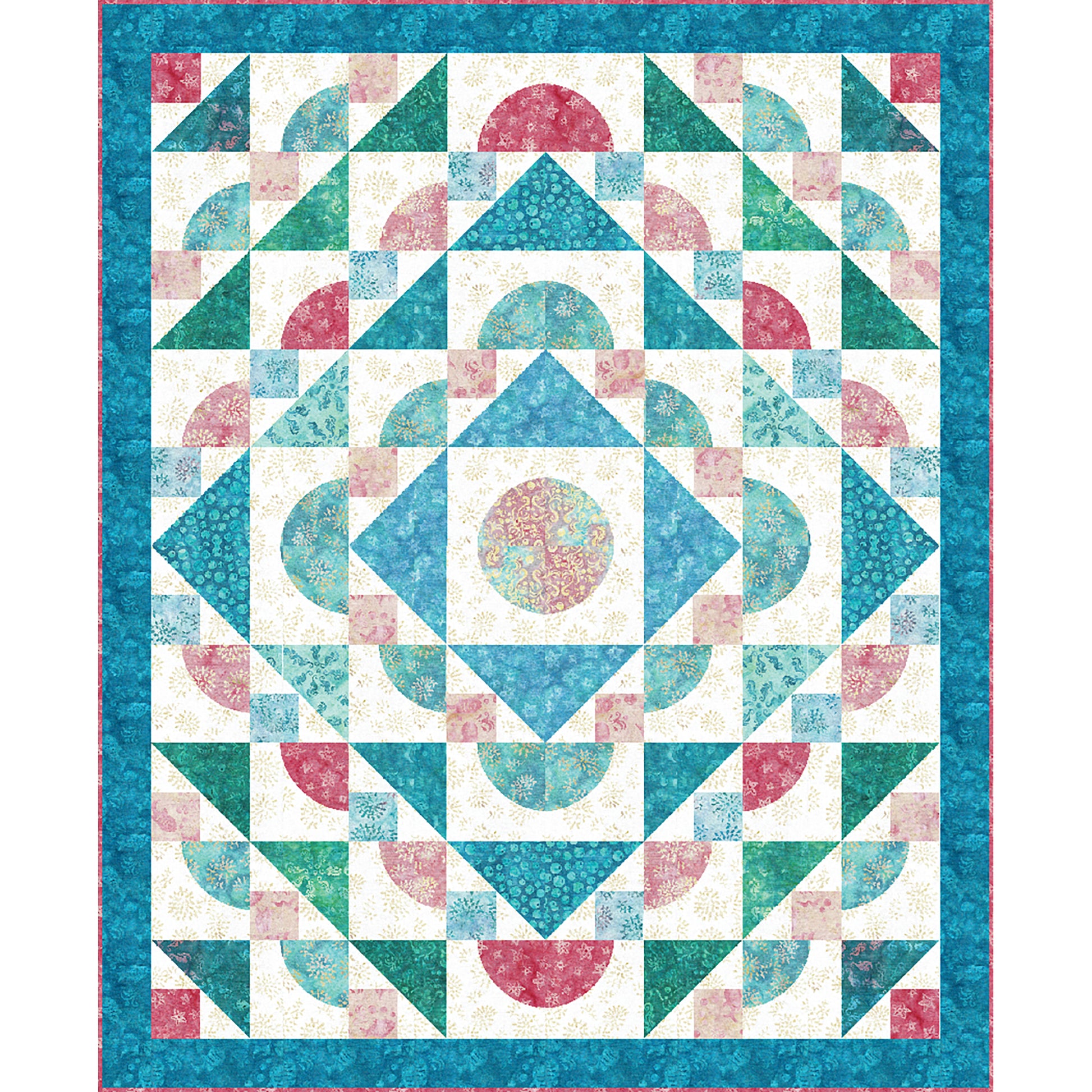 A vibrant quilt featuring a colorful, intricate design, showcasing a beautiful patchwork of patterns and textures.