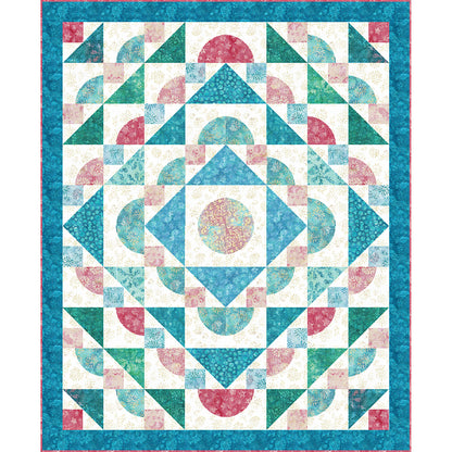 A vibrant quilt featuring a colorful, intricate design, showcasing a beautiful patchwork of patterns and textures.