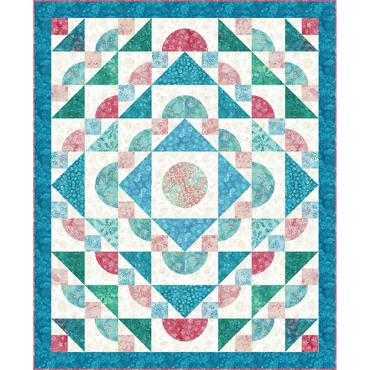 A vibrant quilt featuring a colorful, intricate design, showcasing a beautiful patchwork of patterns and textures.