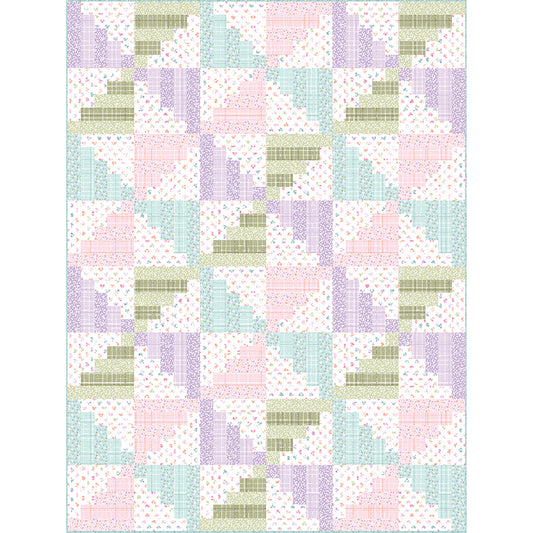 Pretty pastel quilt with pinwheel pattern.