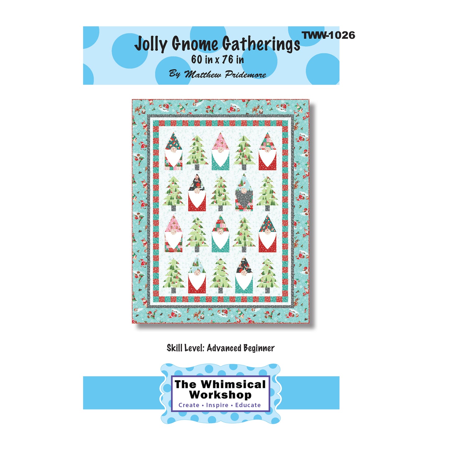 Cover image of pattern for Jolly Gnome Gatherings Quilt.