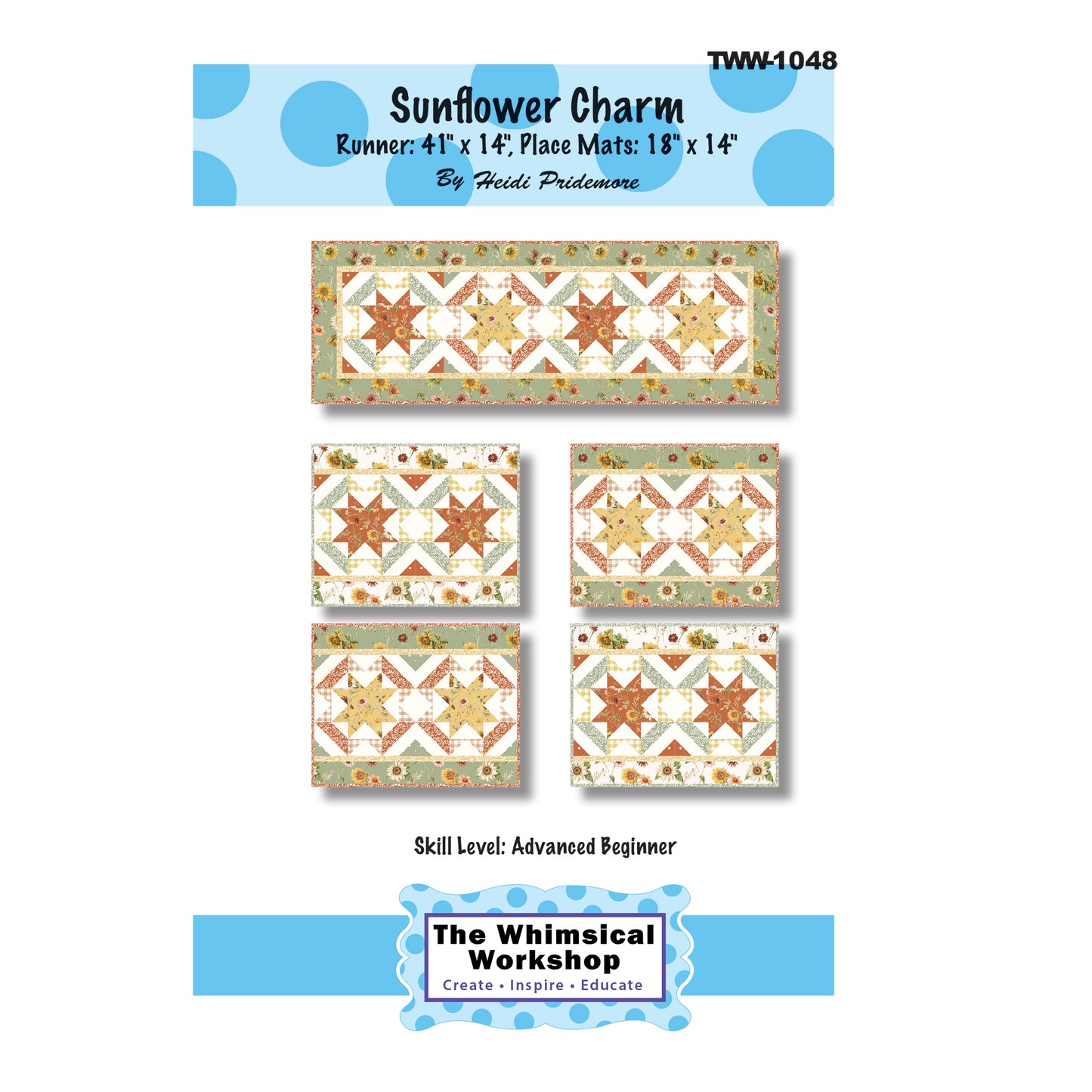 Cover image of pattern for Sunflower Charm Table Runner and Placemat Set.