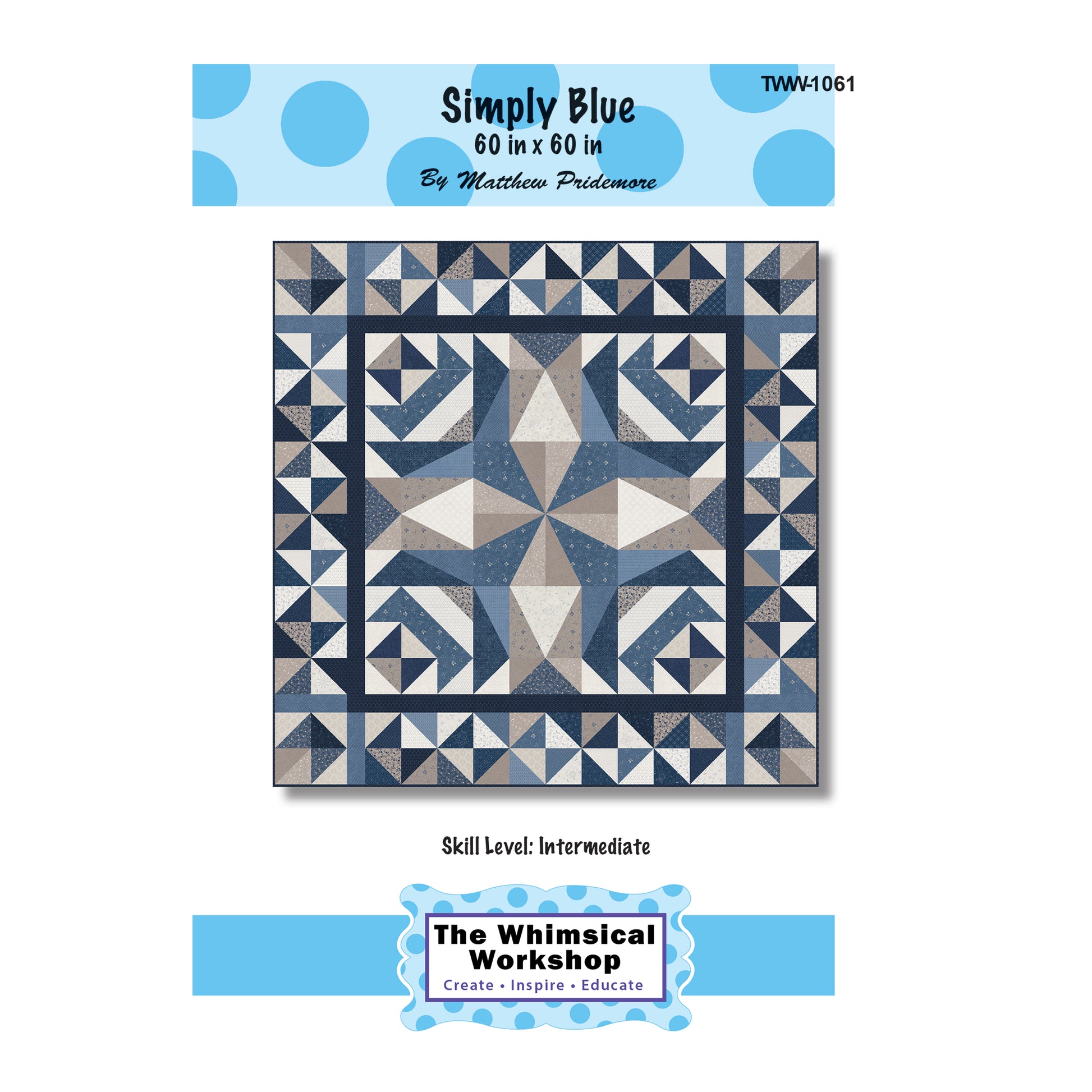 Cover image of pattern for Simply Blue Quilt.