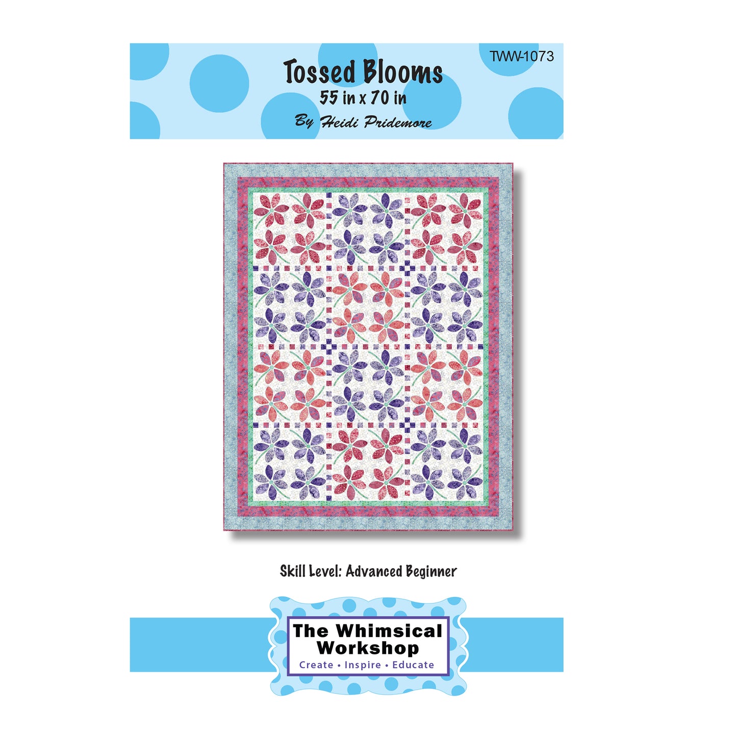 Cover image of pattern for Tossed Blooms quilt.