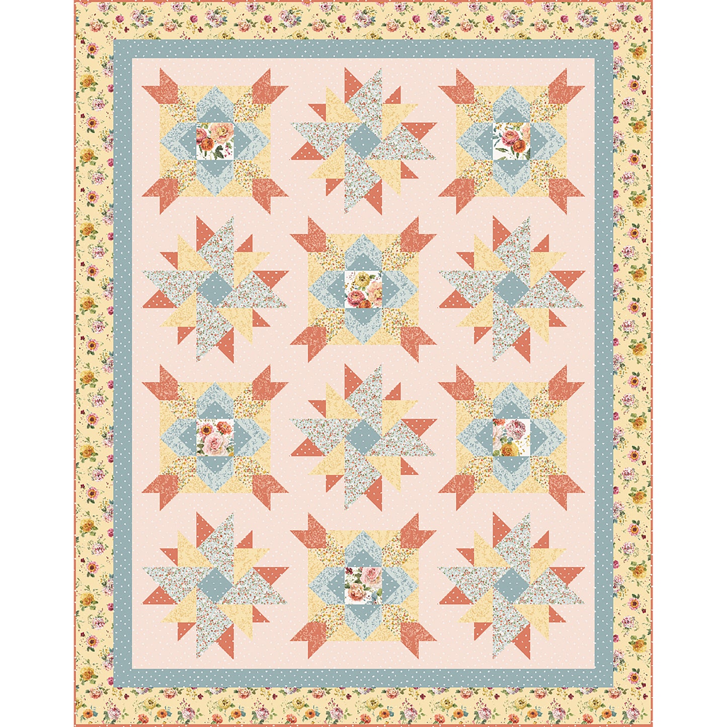 Vintage Blooms II is a beautiful floral quilt.