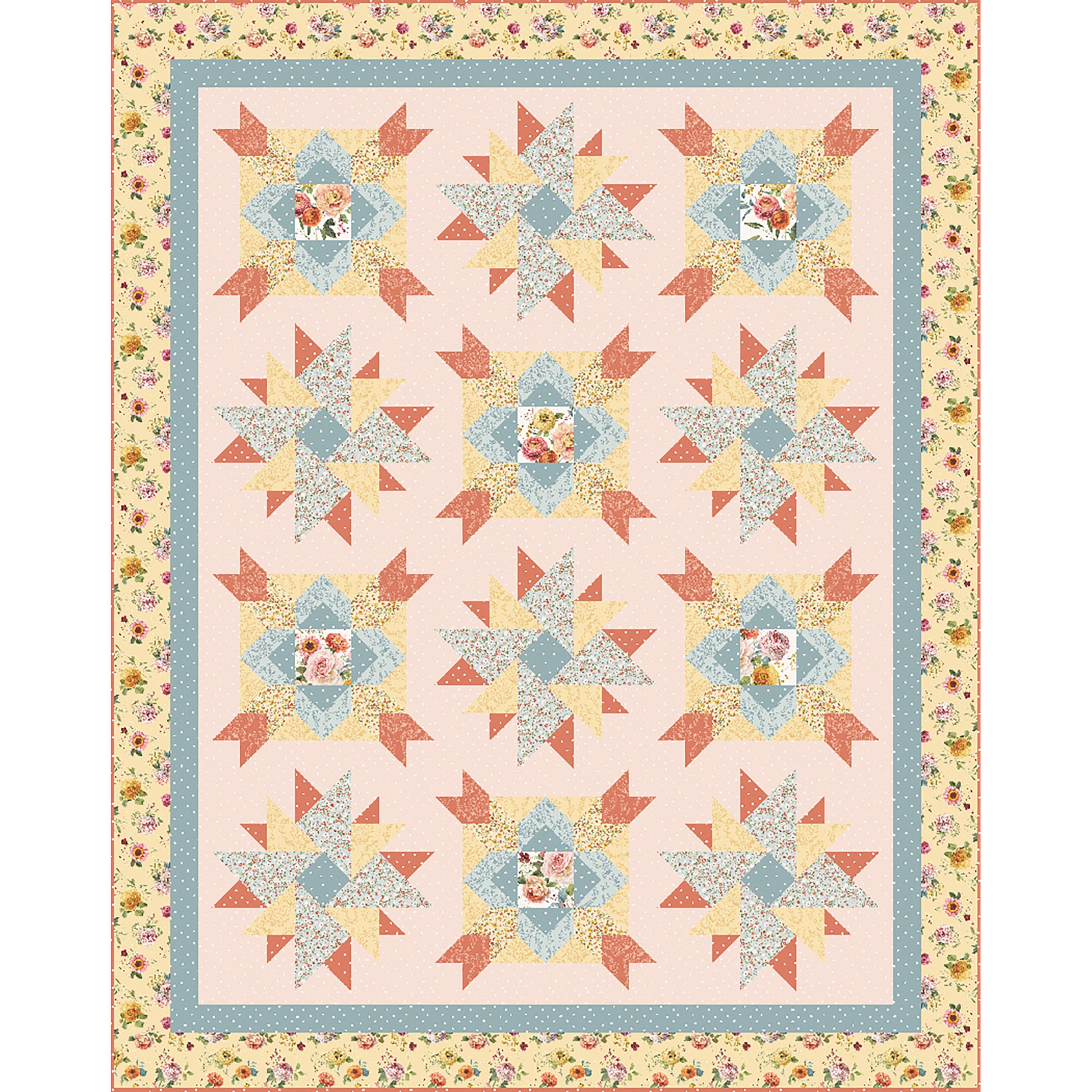 Vintage Blooms II is a beautiful floral quilt.