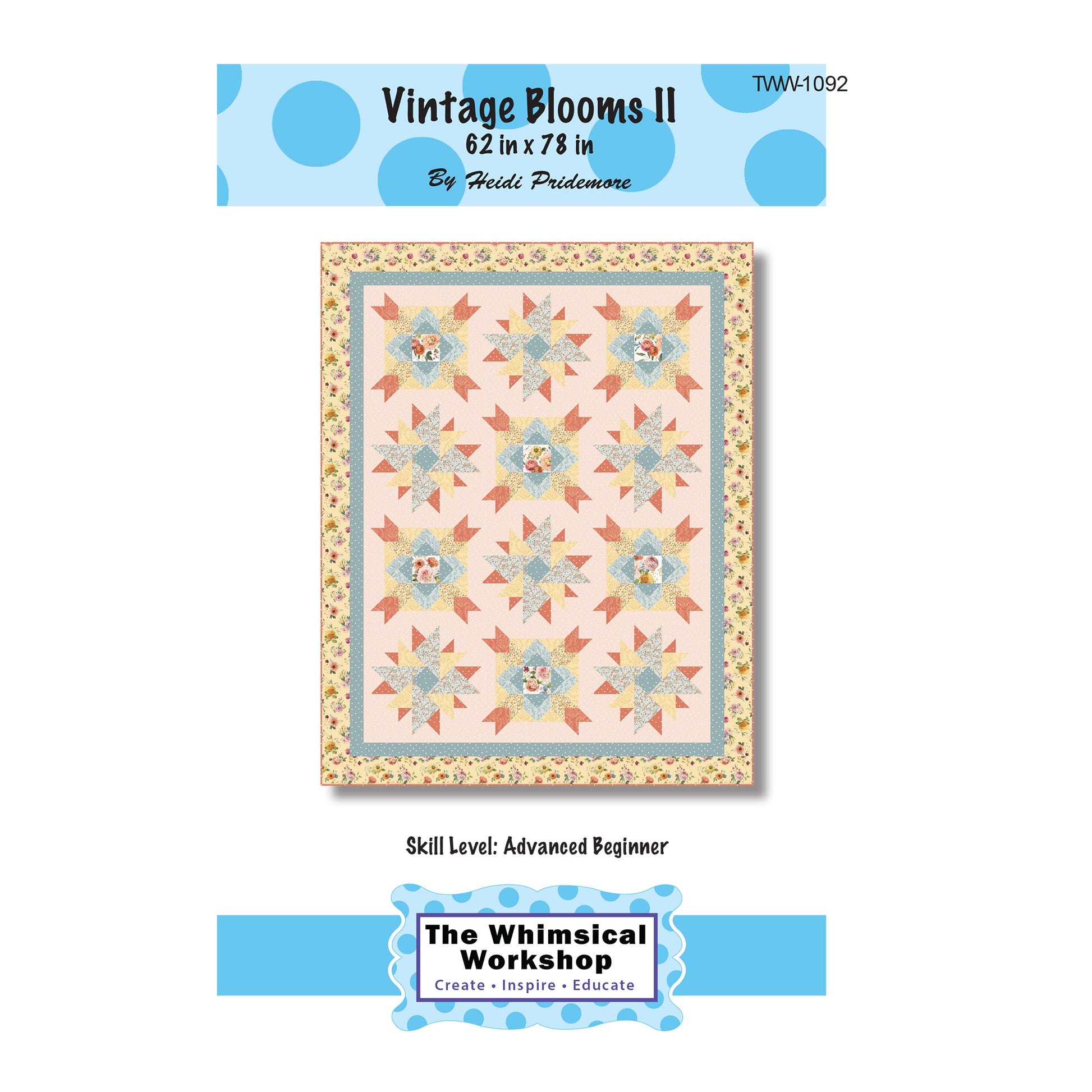 Cover image of pattern for Vintage Blooms II quilt.