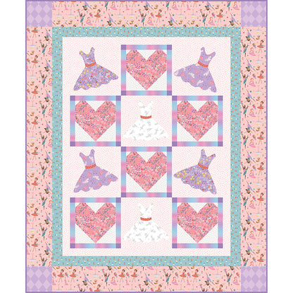 Little Ballerina quilt is a sweet quilt featuring pieced hearts and applique dresses. Adorable quilt pattern for all your little dancers.