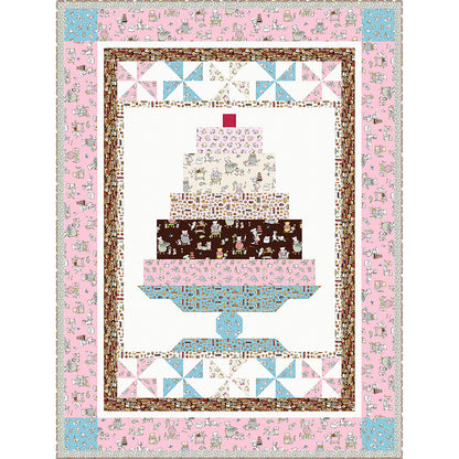 Yummy looking layered cake quilt with a pinwheel border on top and bottom.  Good enough to eat!
