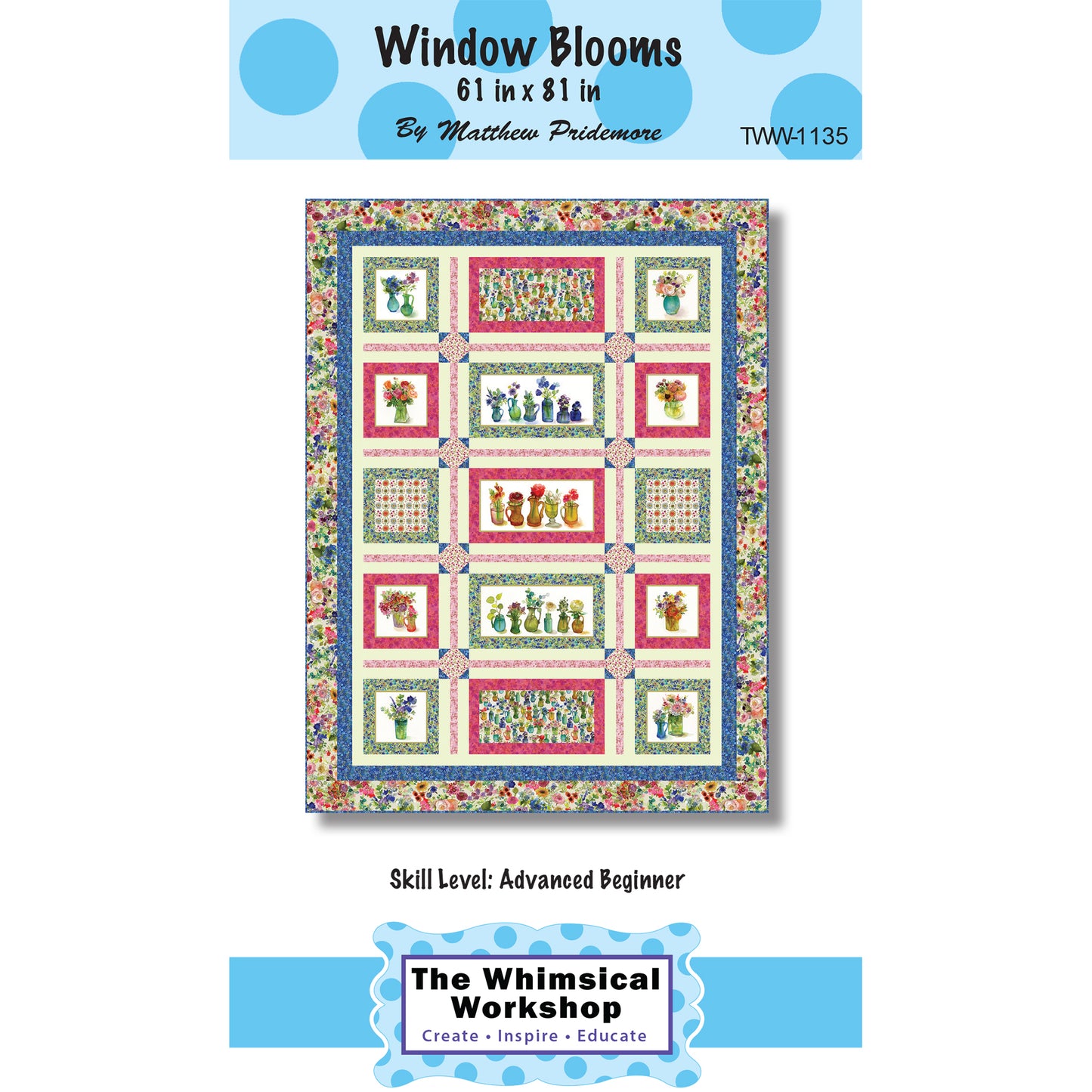 Cover image of pattern for Window Blooms quilt.